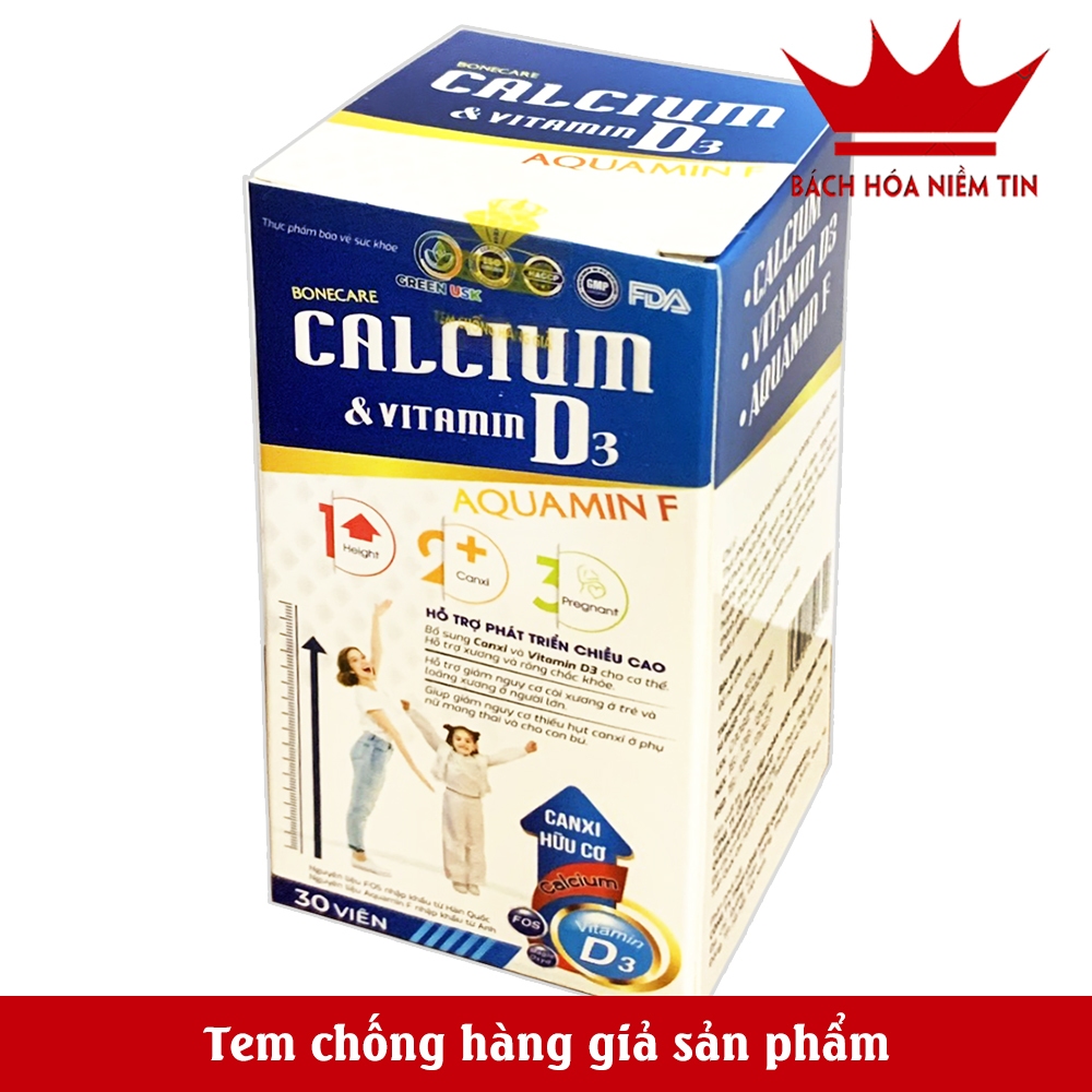 Viên uống  Calcium A  Vitamin D3 Aquamin F 30v hỗ trợ giúp phát triển chiều cao, bổ sung canxi cho phụ nữ