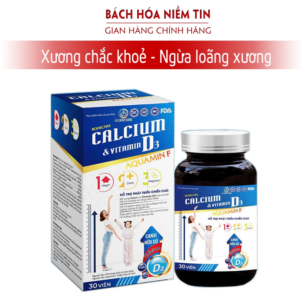 Viên uống  Calcium A  Vitamin D3 Aquamin F 30v hỗ trợ giúp phát triển chiều cao, bổ sung canxi cho phụ nữ