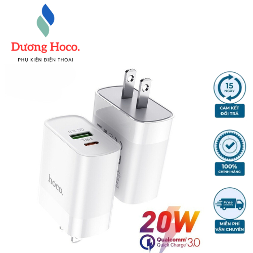 Củ Sạc Nhanh HOCO C80 20W - Tương Thích iPhone 13 Pro Max, 12 Mini, Type-C PD 20W