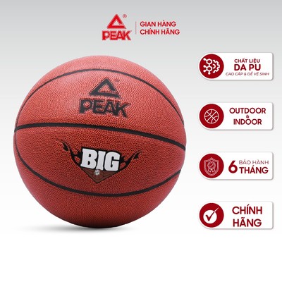Bóng rổ da pu size 7 PEAK Q1224010 - Quả bóng rổ da outdoor, banh bóng rổ tặng kèm bộ phụ kiện kim bơm và túi lưới