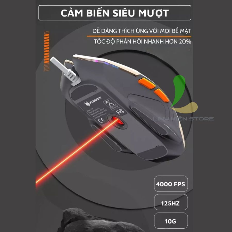Chuột Gaming Có Dây XUNFOX H6 - Chuột Chơi Game Thiết Kế Công Thái Học, Led RGB Switch Phản Hồi Siêu Nhanh | BigBuy360 - bigbuy360.vn
