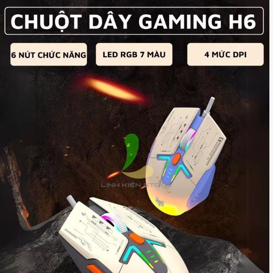 Chuột Gaming Có Dây XUNFOX H6 - Chuột Chơi Game Thiết Kế Công Thái Học, Led RGB Switch Phản Hồi Siêu Nhanh | BigBuy360 - bigbuy360.vn