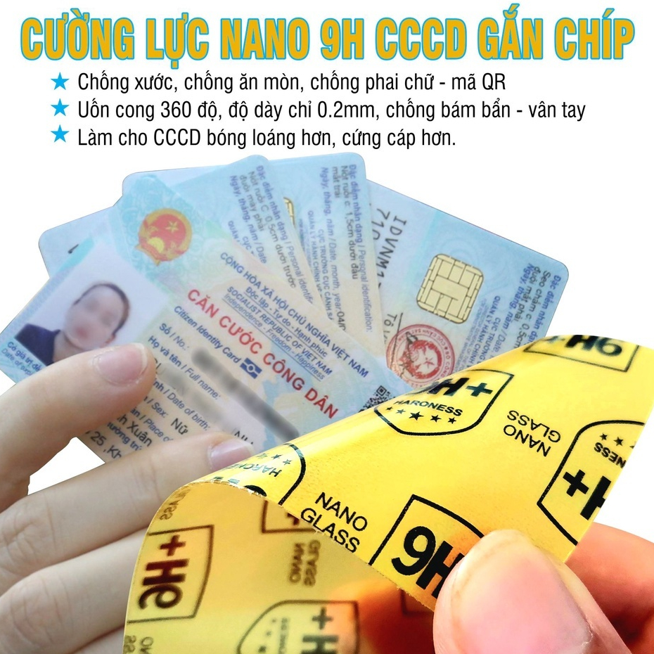 Combo 10 bộ miếng dán cường lực Căn cước công dân CCCD Bằng Lái Xe GPLX trước sau bảo vệ chống trầy xước.
