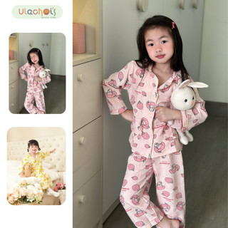 [8-26KG] Pijama bé gái ULACHOIS đồ bộ dài tay bé gái bộ đồ mặc điều hoà bé gái chất đũi Hàn mềm