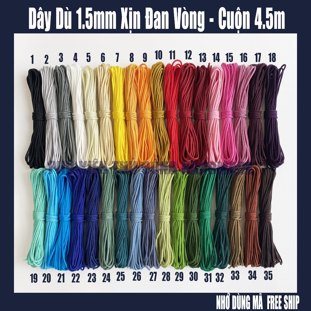  dây dù 1mm - 1,5mm đan vòng tay - cuộn 5 mét 