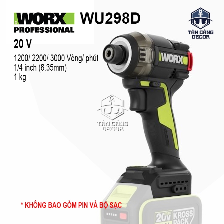 Máy Vặn Vít Búa Dầu Dùng Pin 20V Worx WU298 ( Thân Máy )