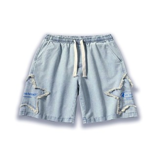 Quần Short Jean Nam Lưng Thun Họa Tiết Ngôi Sao Quần Đùi Bò Nam QSJN7E35