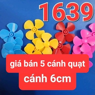 5 Cánh quạt nhựa 6cm mini 4 cánh  trục lỗ 2mm  giao ngẫu nhiên màu sắc