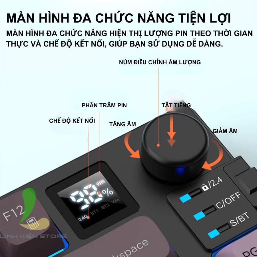 Bộ Bàn Phím Giả Cơ HOSAN XUNFOX K920 Kết Nối Kép, Nút Điều Chỉnh Âm Lượng Thuận Tiện | BigBuy360 - bigbuy360.vn