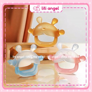 Gặm Nướu hình Gấu Silicon Siêu Mềm cho bé, có tay cầm nắm tiện lợi