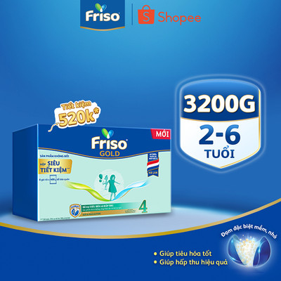 [KOL] [Tiết kiệm đến 520K] Sữa Bột Friso Gold 4 Hộp Giấy 3,2KG