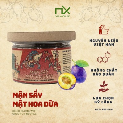 Mận Sấy Mật Hoa Dừa Nam Xanh  - Hộp Nắp Gỗ 150G