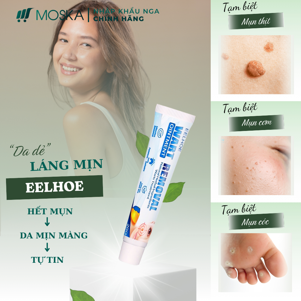 WART REMOVAL EELHOE MỸ 20GR - Kem Bôi Thảo Mộc Không Rát, Tẩy Mụn Thịt Quanh Mắt, Mụn Cóc, Mụn Ruồi, Mụn Gạo | MOSKA