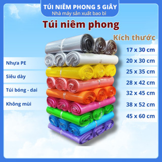 Túi gói hàng, túi niêm phong siêu dày, dai bóng nhựa PE, nhiều màu sắc và kích thước