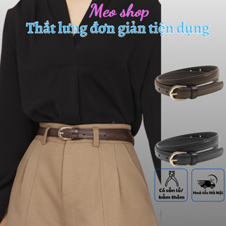 Thắt lưng nữ bản nhỏ mặt màu vàng đơn giản tiện dụng TL043 - Dây nịt da sang trọng cổ điển bản 1.8cm Meo shop