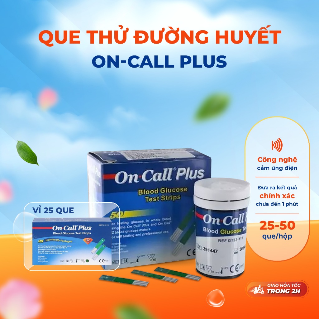 Que thử đường huyết ACON On Call Plus hộp 25 - 50 que - chính xác - Chính hãng