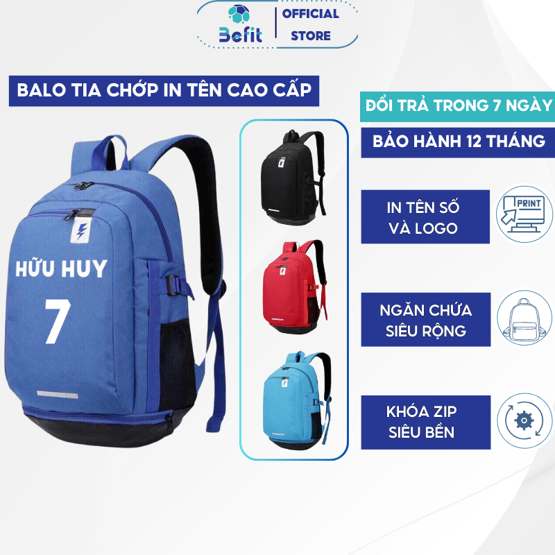 Balo Bóng Đá In Tên Số BEFIT, Balo Thể Thao Có Ngăn Đựng Giày Laptop Vải Dù Cao Cấp Chính Hãng BL003
