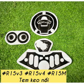  Bộ tem dán R15 v3 - 3 món - tem chảng ba nắp ổ khoá  nắp bình xăng 