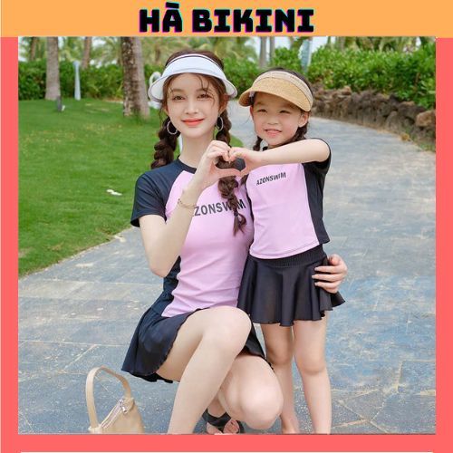 Ms 087 Bikini nữ đồ bơi cặp MẸ & BÉ 2 mảnh phối váy kín đáo dễ thương [ 10-65kg ] HÀ BIKINI | BigBuy360 - bigbuy360.vn
