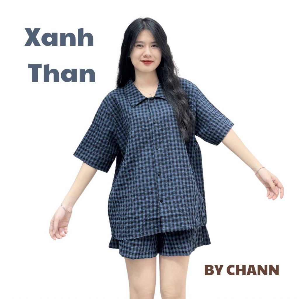 Bộ Đồ Ngủ Caro nhiều màu mặc nhà mùa hè - Bộ Cộc Nữ chất liệu cotton xốp (có size đến 80kg)