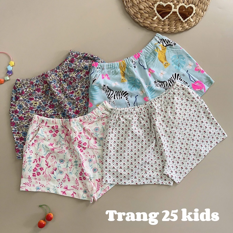 [Bản Dầy] Quần Đùi Mặc Nhà Bé gái 4 tuổi-12 tuổi, bé 18Kg-55kg, Quần Có Túi 2 Bên-Trang 25 Shop-AQ02