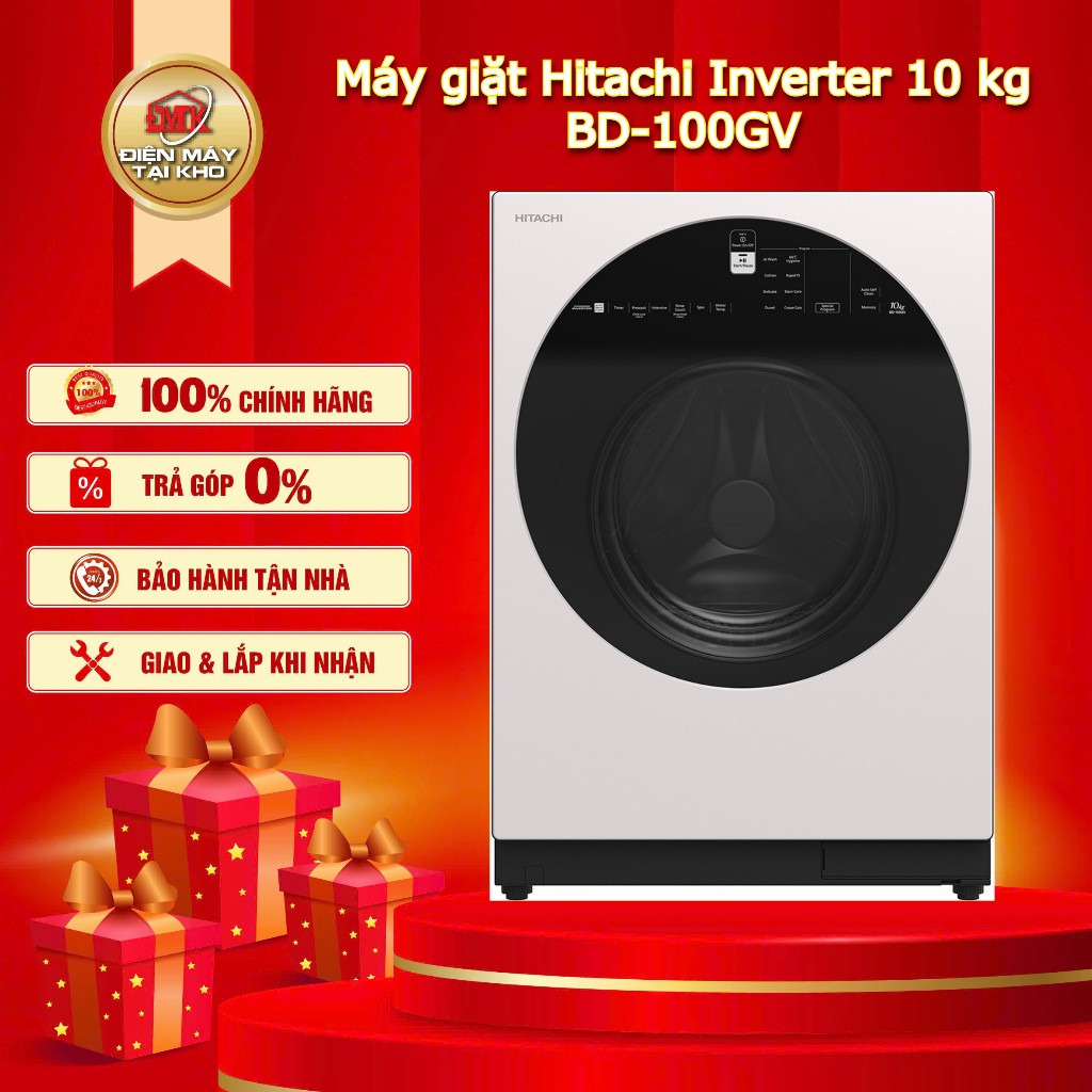 Máy Giặt Hitachi Inverter 10 kg BD 100GV – Intelligent Wash 14 Chương Trình – Tự Làm Sạch Lồng – Hit