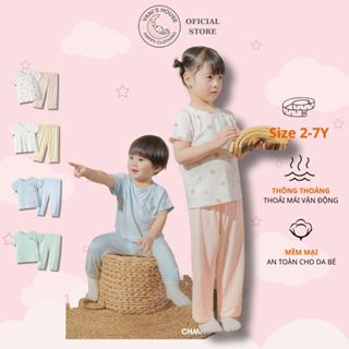 Bộ áo cộc quần dài cho bé trai bé gái mùa hè mềm mát Chaang Bloom BOSS2025D04