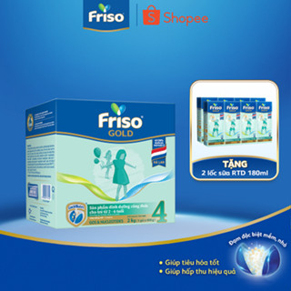 [Tặng 2 lốc sữa pha sẵn RTD 180ml] Sữa Bột Friso Gold 4 Hộp Giấy 2kg (Dành Cho Trẻ Từ 2 - 6 Tuổi)