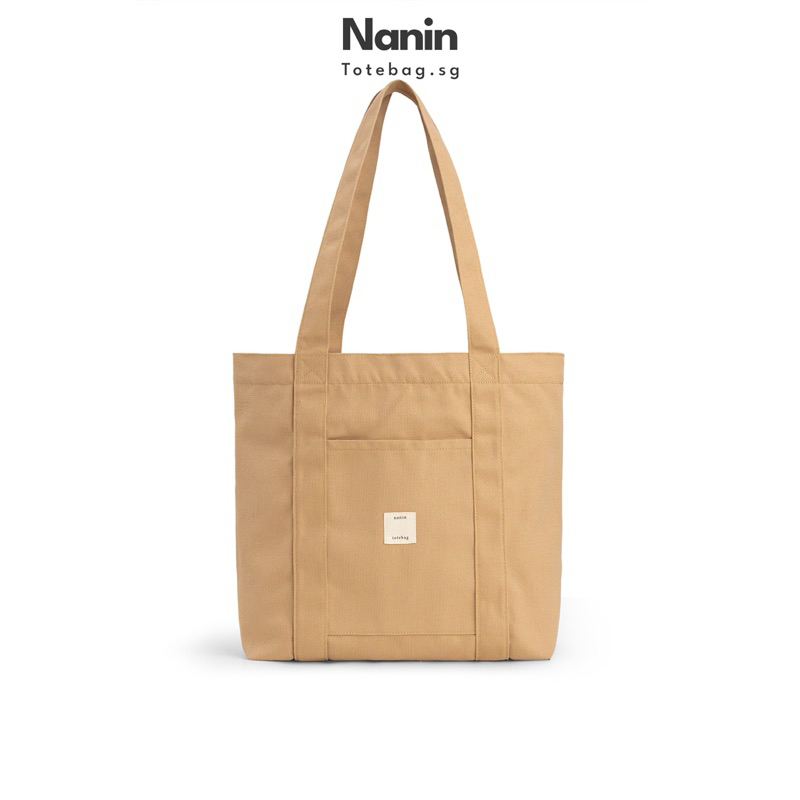 Túi vải bố canvas dày 2 lớp CO.CO.NUT (màu beige | màu trà sữa) - túi đựng vừa A4 và lap 15inch