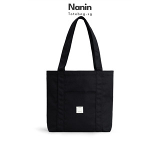 Túi tote vải bố canvas 2 lớp màu đen B.E.R.R.Y dày đứng form, vừa lap 15inch Nanin.totebag