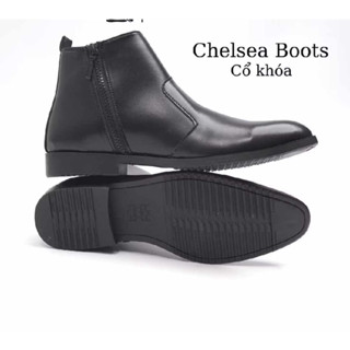Giày chelsea boot khóa cao cổ trơn giày dự tiệc nam da sít Hàng kĩ đế khâu may chắc chắn mã G36 đặt lùi 1 size