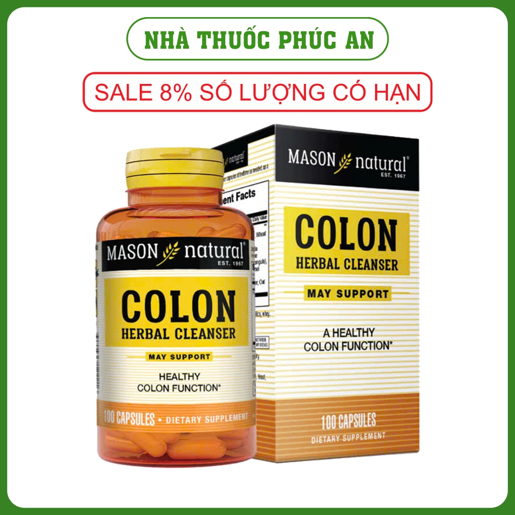 TPBVSK viên hỗ trợ chức năng đại tràng Colon Herbal Cleanser Mason Natural Mỹ 100 viên