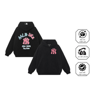  Áo Hoodie MLB Chữ Hồng BaSic Chất Liệu Nỉ Bông Dày Dặn Không Xù Đầy Đủ Tag Mác 