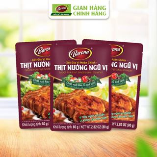 Combo 3 gói Gia Vị Thịt Nướng Ngũ Vị Barona 80g ướp ngon chuẩn vị không cần nêm nếm