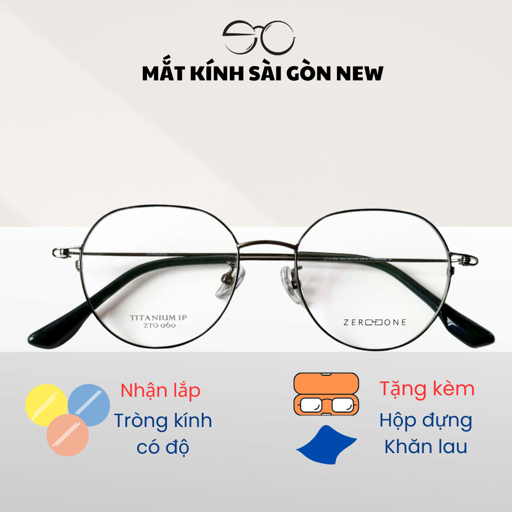Gọng kính Titanium Tròn đa giác Viền mảnh Không rỉ sét Nam Nữ Unisex SGNew Zto060