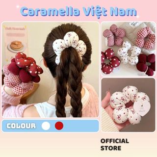  Dây Buộc Tóc Hoa Nhồi Bông Mini Caramella Size 9CM Scrunchies Hoa Phụ Kiện Tóc Hàn Quốc Dành Cho Nữ H070 