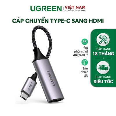 Cáp chuyển USB TYPE C sang HDMI UGREEN CM297 | Chuẩn HDMI 2.0 | Chipset VL100 và PS176|Bảo hành 18 tháng 1 Đổi 1| 70444.