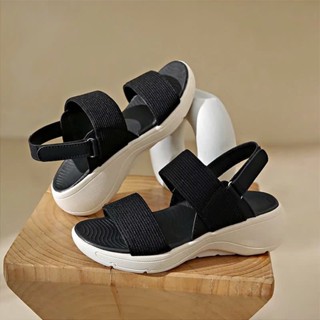 Dép Sandal Nữ Quai Ngang AG0014, Chất Vải Phối Da, Đế Cao Su, Siêu Nhẹ, Siêu Êm, Tăng Chiều Cao 5cm