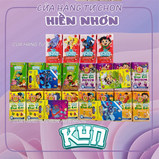  110ML Lốc 4 hộp sữa kun trái cây vị Cam  Dâu  Socola  Nho 