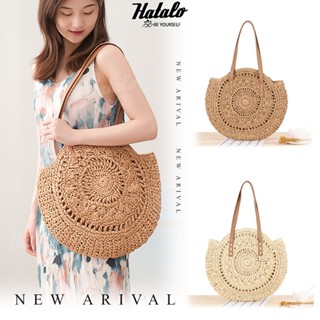 Túi tote đeo vai nữ, Túi cói đi biển du lịch dáng tròn size to, lót vải bên trong, miệng túi có khoá