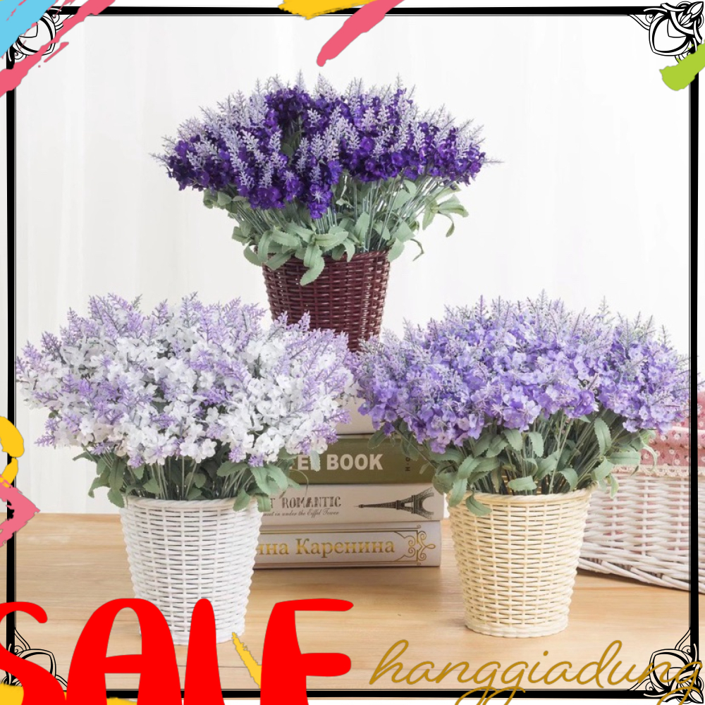 Nhánh hoa lavender 10 đầu E37 bông giả trang trí decor siêu đẹp HGDE37