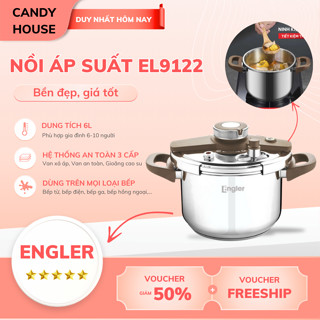 Nồi Áp Suất Engler EL9112 Dung Tích 6L Đáy Từ Inox Cao Cấp Dùng Trên Mọi Loại Bếp An Toàn Bền Bỉ