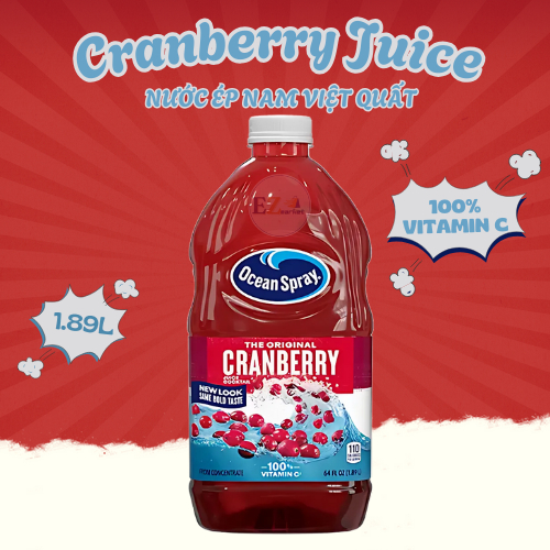 [Hàng Mỹ] Nước trái cây Nam việt quất Cranberry - Ocean Spray Juice 1.89L,DATE: 02.2027