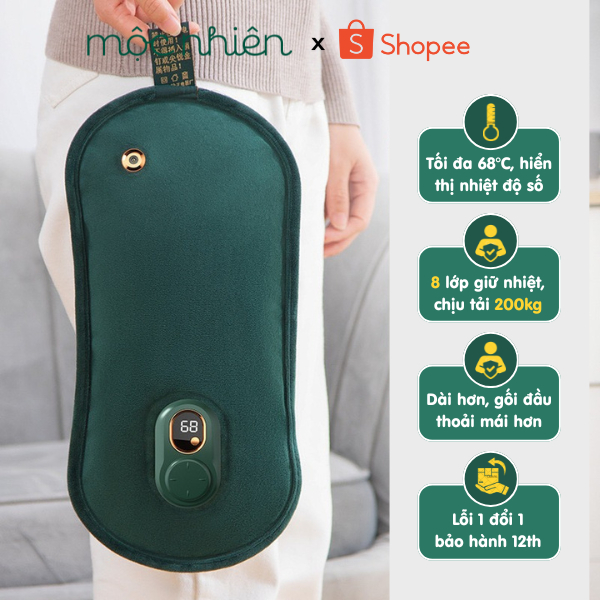  Gối chườm nóng cổ vai gáy - Túi chườm bụng kinh Hz008 HanzHeng MẪU DÀI  Sạc chống cháy an toàn vải nhung  DÀI  