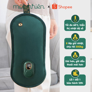 Gối chườm nóng cổ vai gáy - Túi chườm bụng kinh Hz008 HanzHeng MẪU DÀI  Sạc chống cháy an toàn, vải nhung (DÀI)