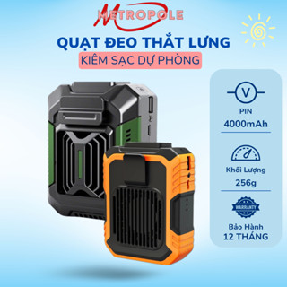 Quạt tích điện kiêm Sạc dự phòng 6000 Mah đeo cổ, cầm tay, đeo thắt lưng cao cấp có đèn. Quạt đeo thắt lưng nhỏ gọn 2024
