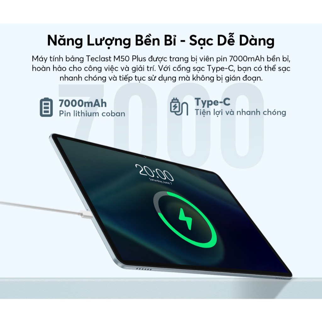 Máy Tính Bảng TECLAST M50 Plus Tablet 6GB/128GB | Màn hình 10.1inch | Chip MediaTek G85 | 7000mAh - Bảo hành 12 tháng | BigBuy360 - bigbuy360.vn