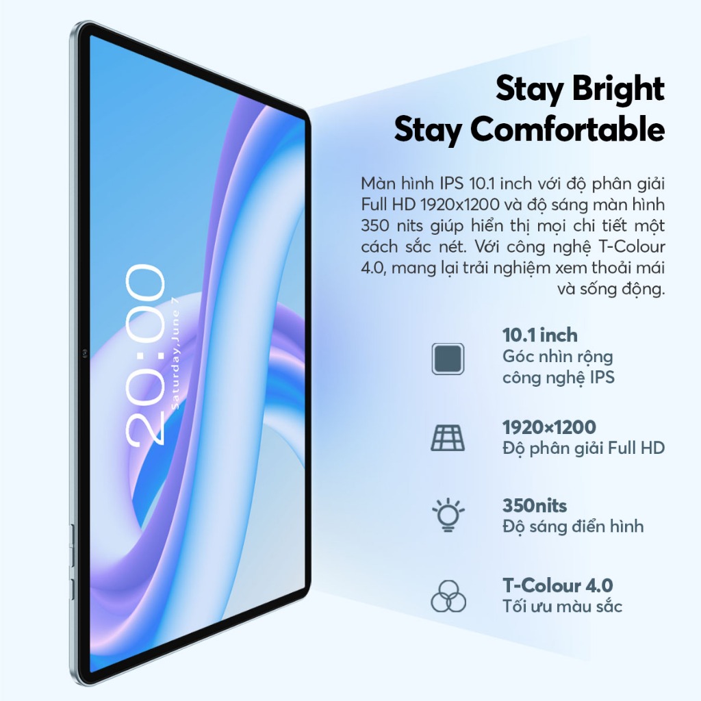 Máy Tính Bảng TECLAST M50 Plus Tablet 6GB/128GB | Màn hình 10.1inch | Chip MediaTek G85 | 7000mAh - Bảo hành 12 tháng | BigBuy360 - bigbuy360.vn