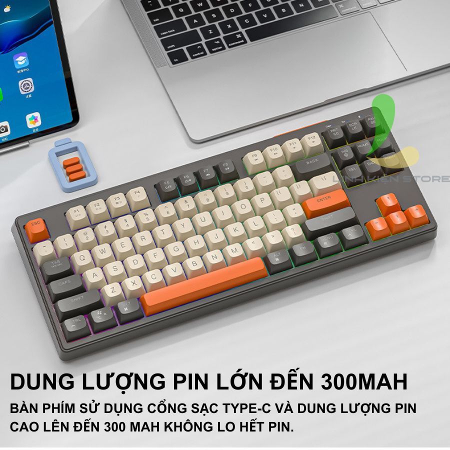 Bàn Phím Không Dây FREEWOLF M87 - Bàn Phím 87 Phím Giả Cơ Kèm Đèn Led 7 Màu Đặc Sắc | BigBuy360 - bigbuy360.vn