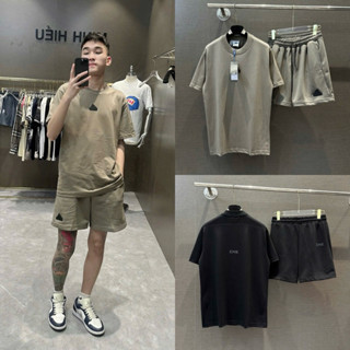 Bộ đồ nam cộc tay mặc hè PB cotton thêu logo chữ 3 sọc cao su ngực quần nỉ chân cua dày dặn BH246P